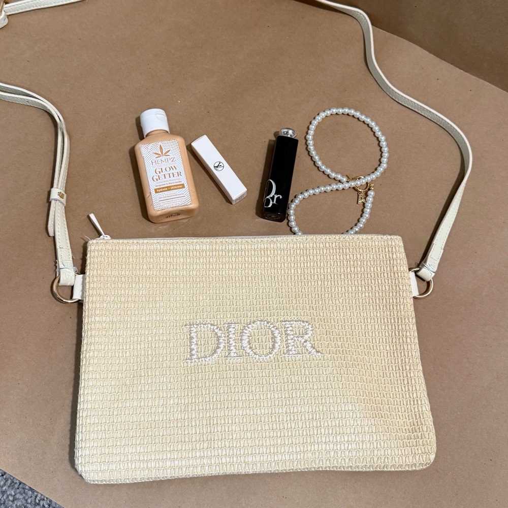 Dior Raffia Pouch with Strap
